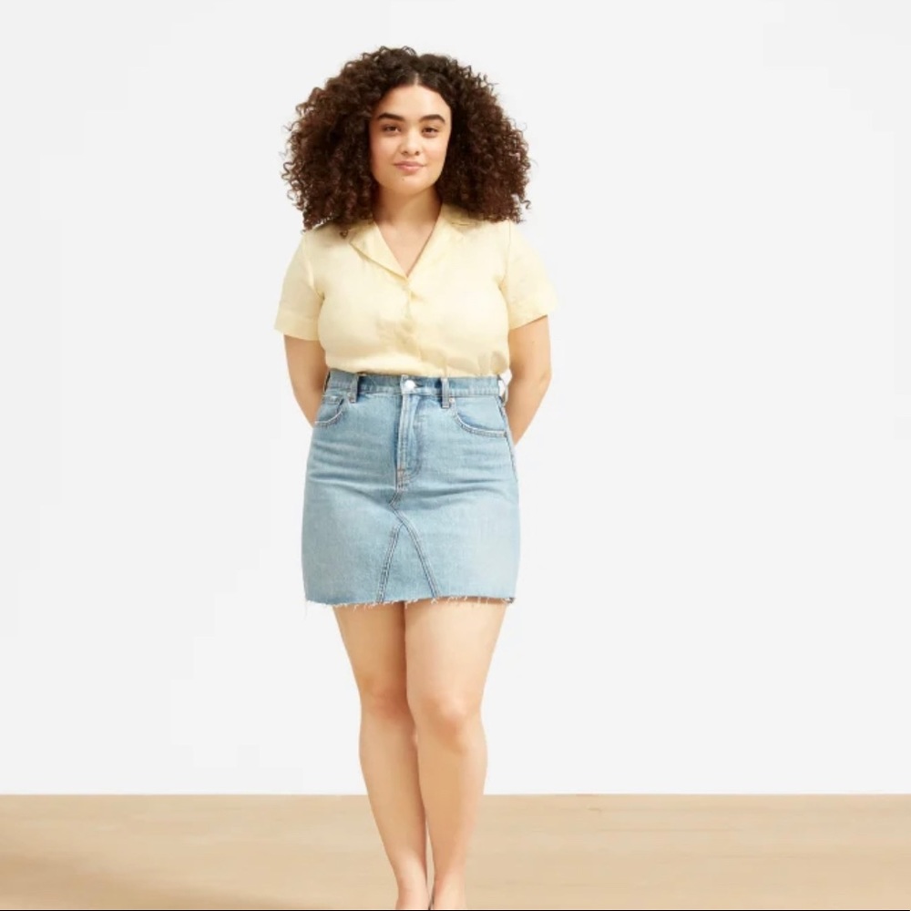 Everlane The Reconstructed Denim Skirt in Vintage Light Blue (raw hem)